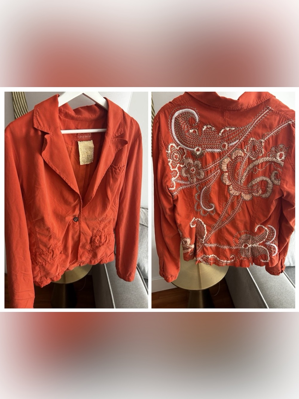 Y2K Vtg Da Nang L Embroidered Jacket Utility Silk Blend Floral